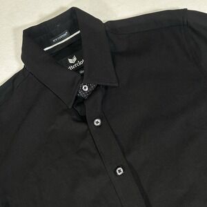 Butter Cloth Icy Cotton Men's‎ Small Black Slim Fit Button Up Short Sleeve Shirt